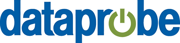 Logo of dataprobe with blue and green colors