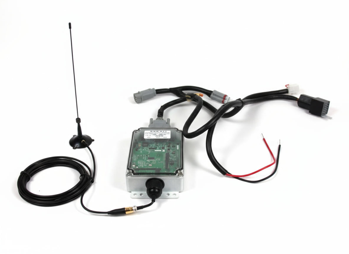 Electronic control unit with wiring on a white background